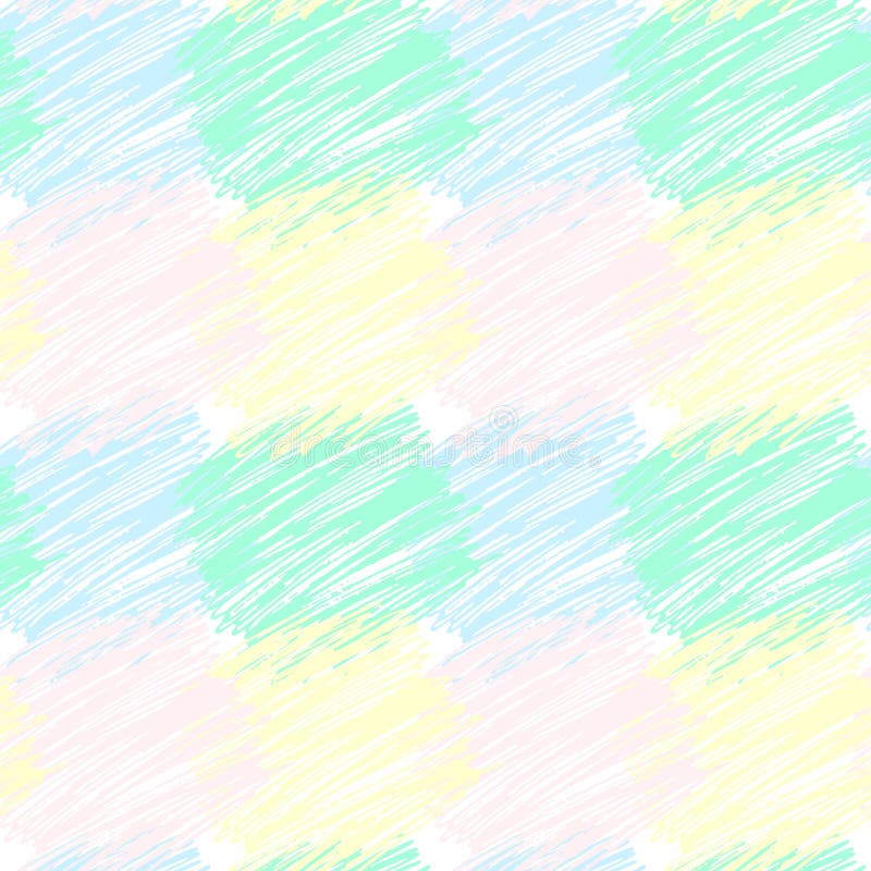 Seamless vector pattern with stroked squared patches. Vector hand drawn texture. Crayon background. stock illustration