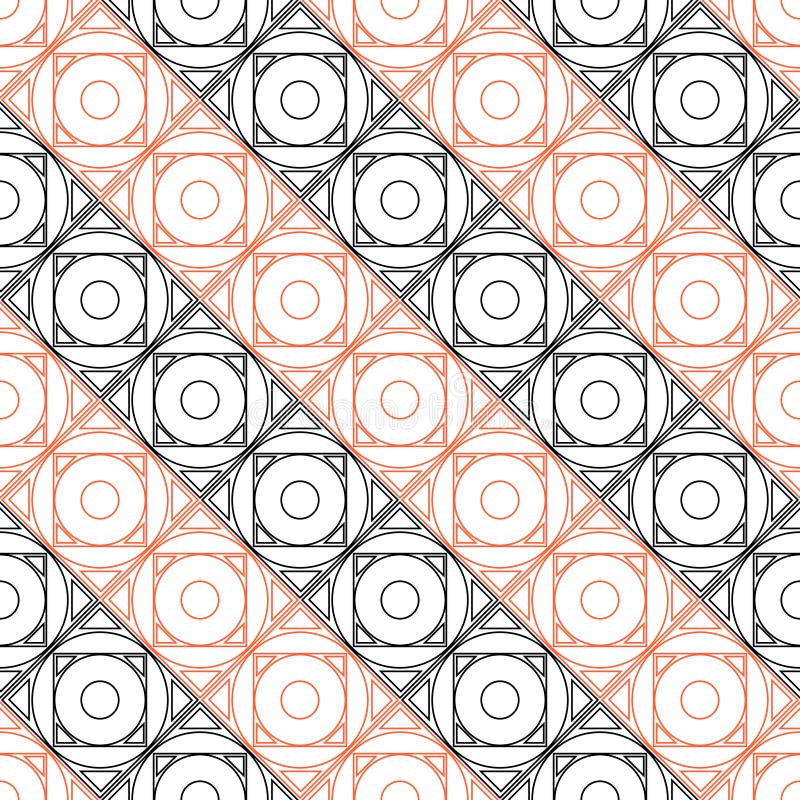 Seamless vector pattern. Symmetrical geometric background with black and red squares on the white backdrop. vector illustration Seamless vector pattern. Symmetrical geometric background with black and red squares on the white backdrop. vector illustration