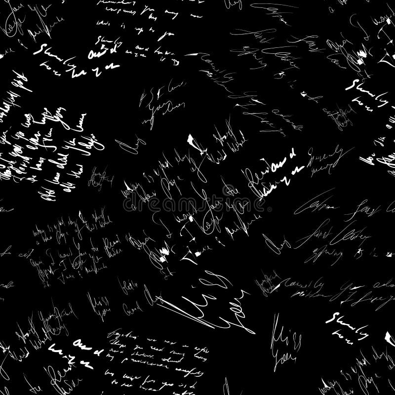 Seamless Vector Pattern. White Text on a Black Background Stock Vector