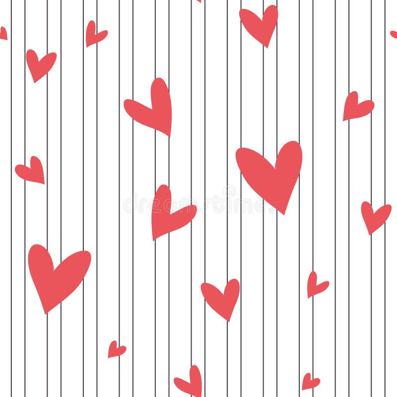 Seamless vector striped pattern with hearts