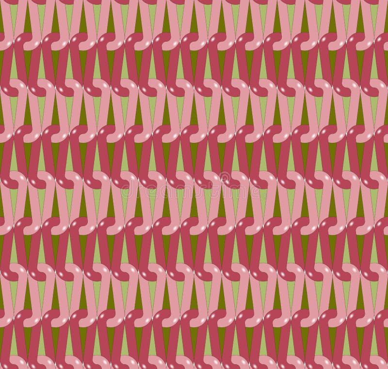 Seamless, Vector Stylized Image of Interlacing Red and Pink Loops Forming a Repeating Pattern. Can Be Used in Design and Textiles. Possible Applications in Design and Textiles.