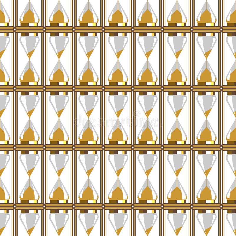 Seamless vektor för modell Symmetrisk bakgrund med guld- sandexponeringsglas för closeup vektor illustrationer
