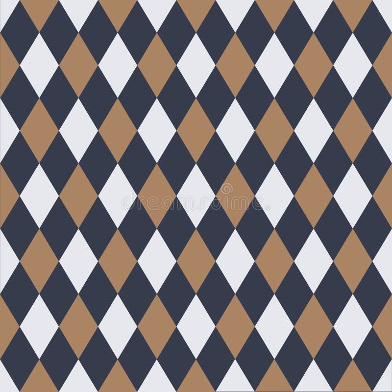 Seamless Harlequin Pattern Background in Gold and Blue. Stock Vector