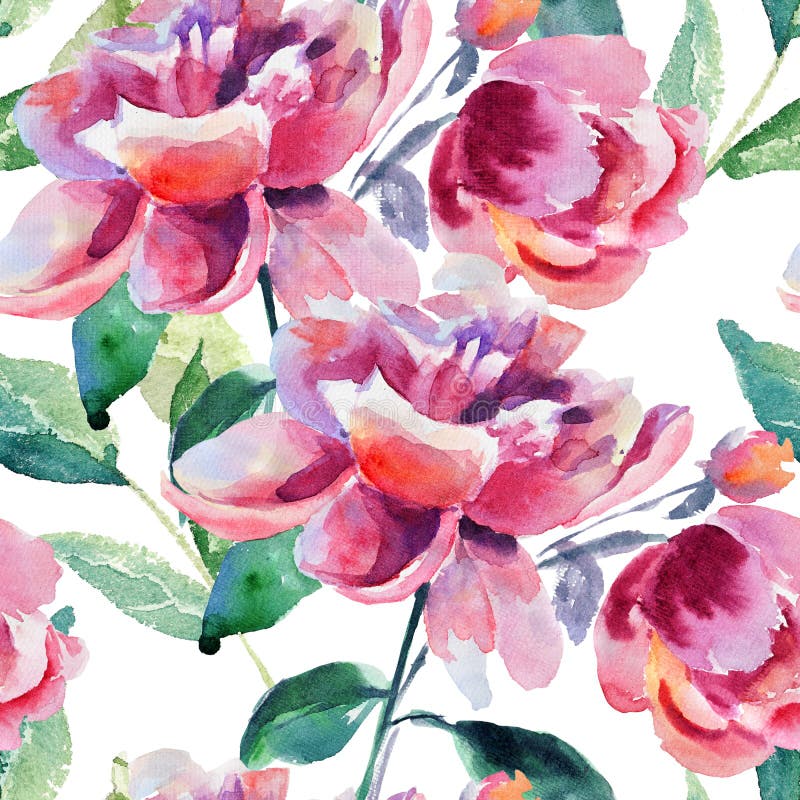 Seamless wallpaper with Beautiful Peony flower