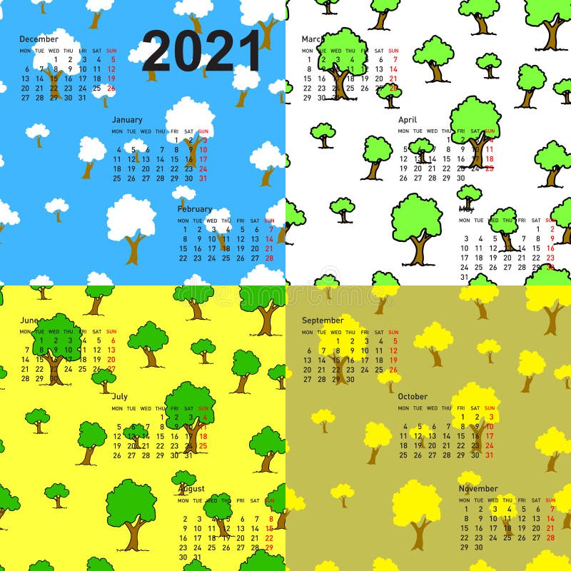 Seamless Wallpaper 2021 Calendar Days of the Year Stock Vector Seamless Wallpaper 2021 Calendar Days of the Year Stock Vector