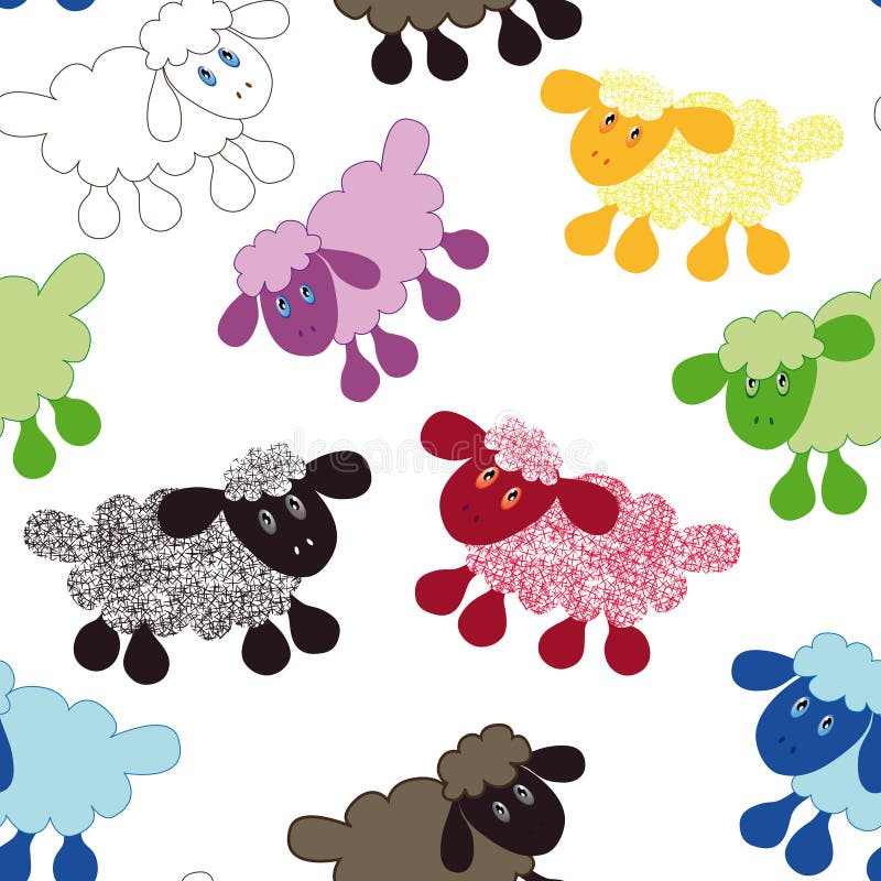 Seamless wallpaper pattern cartoon sheep lamb illustration background. Sweet lamb cartoon vectors