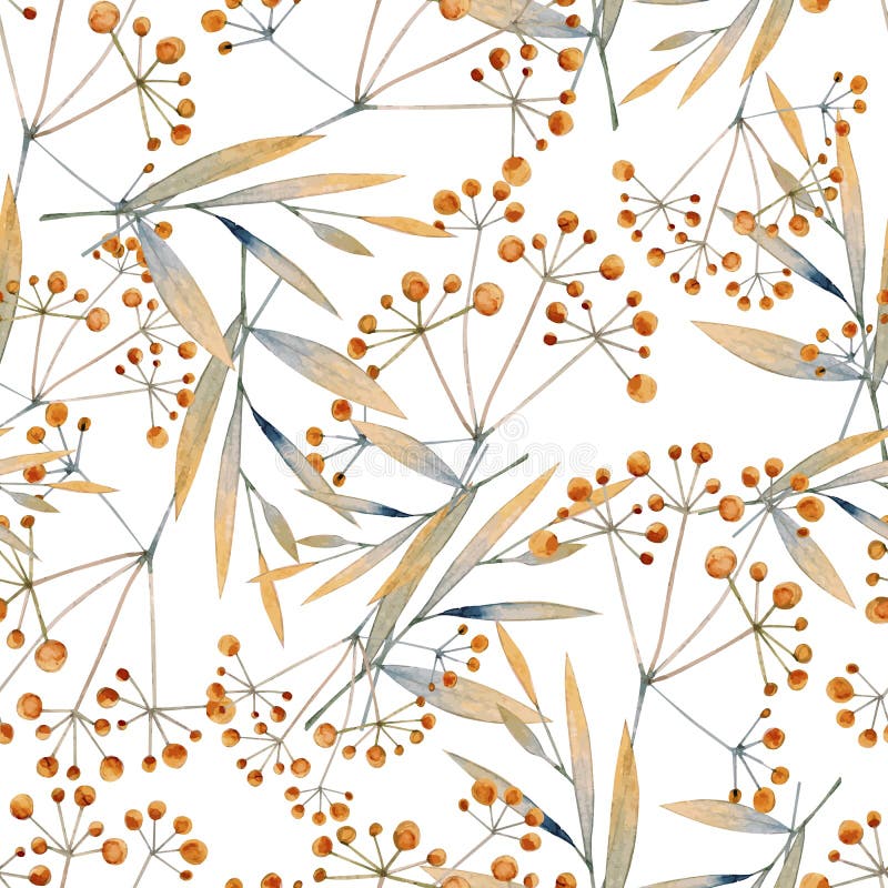 Seamless watercolor background consisting of dried flowers vector illustration