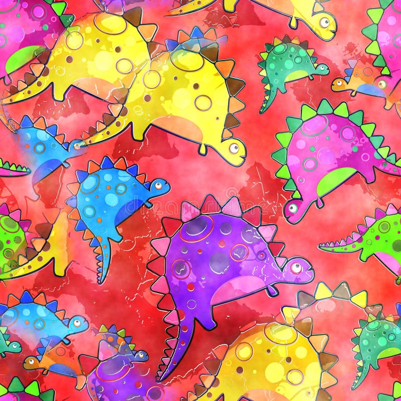 Seamless Watercolor Dinosaur Paper royalty free illustration Seamless Watercolor Dinosaur Paper royalty free illustration