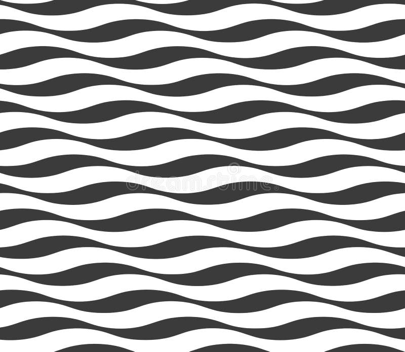 Seamless wave pattern. Abstract modern wavy background. Black and white curved line stripes