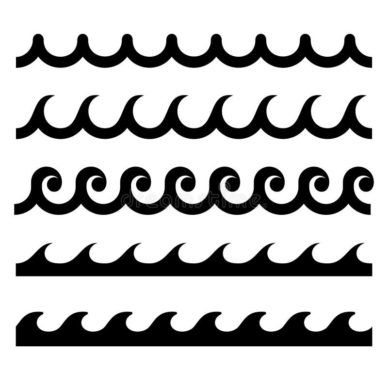 Download Seamless Wave Pattern Set. Vector Template Stock Vector ...