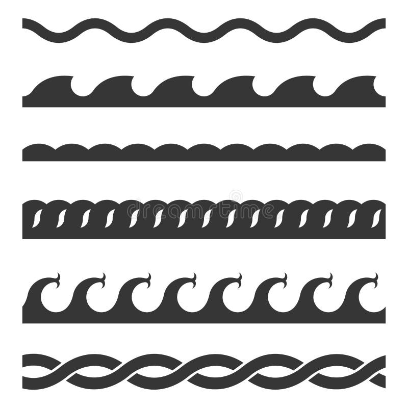 Seamless Wave Pattern Set. Vector Template Stock Vector - Illustration ...