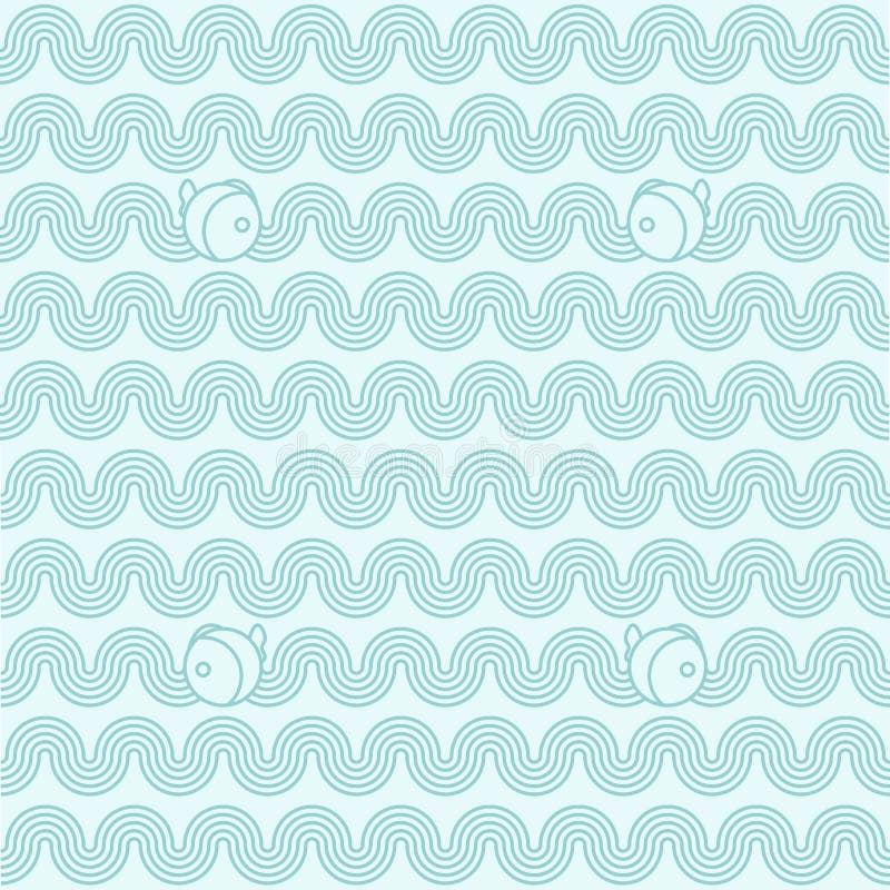 Download Seamless Waves Pattern With Fish Stock Image Illustration Of Geometric Water 146216795