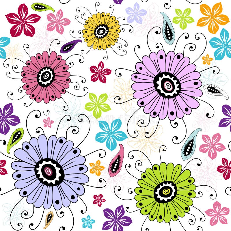 Seamless white floral pattern