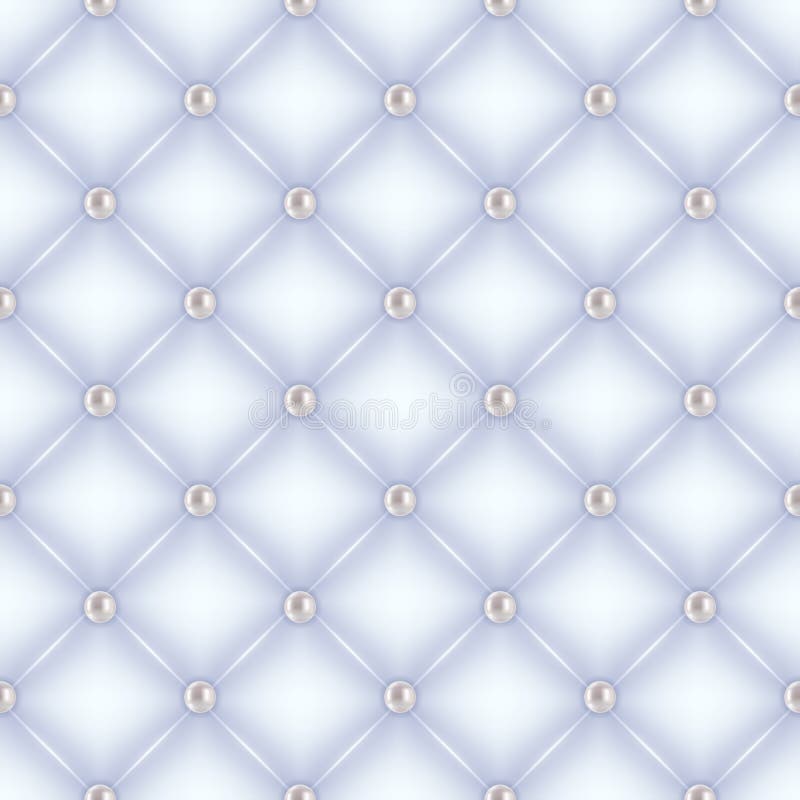 Seamless White Quilted Background with Pearl Pins. Stock Vector Illustration of background