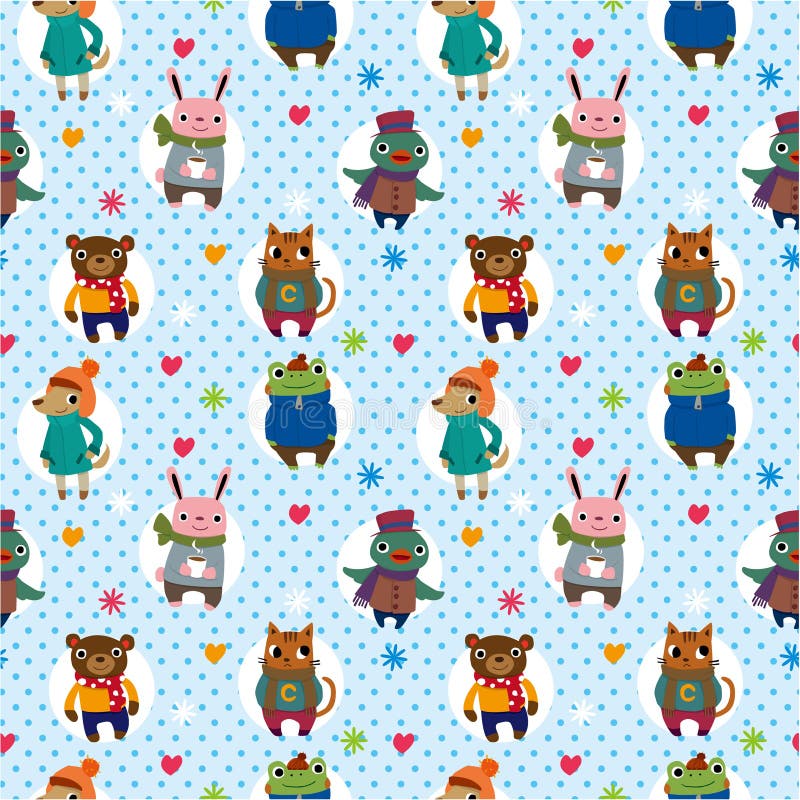 Seamless winter animal pattern