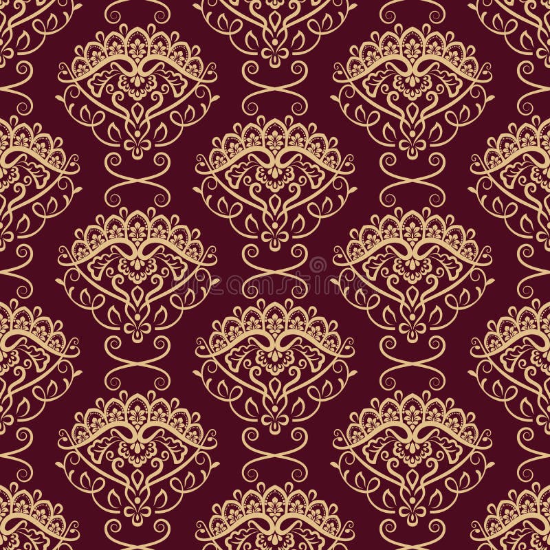 Seamless Red and Yellow Floral Wallpaper Stock Vector Illustration of background, dark 164933110