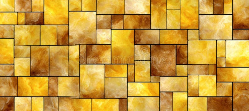 Seamless Yellow Mosaic Tile Pattern with Glossy Reflections for Mockups stock illustration