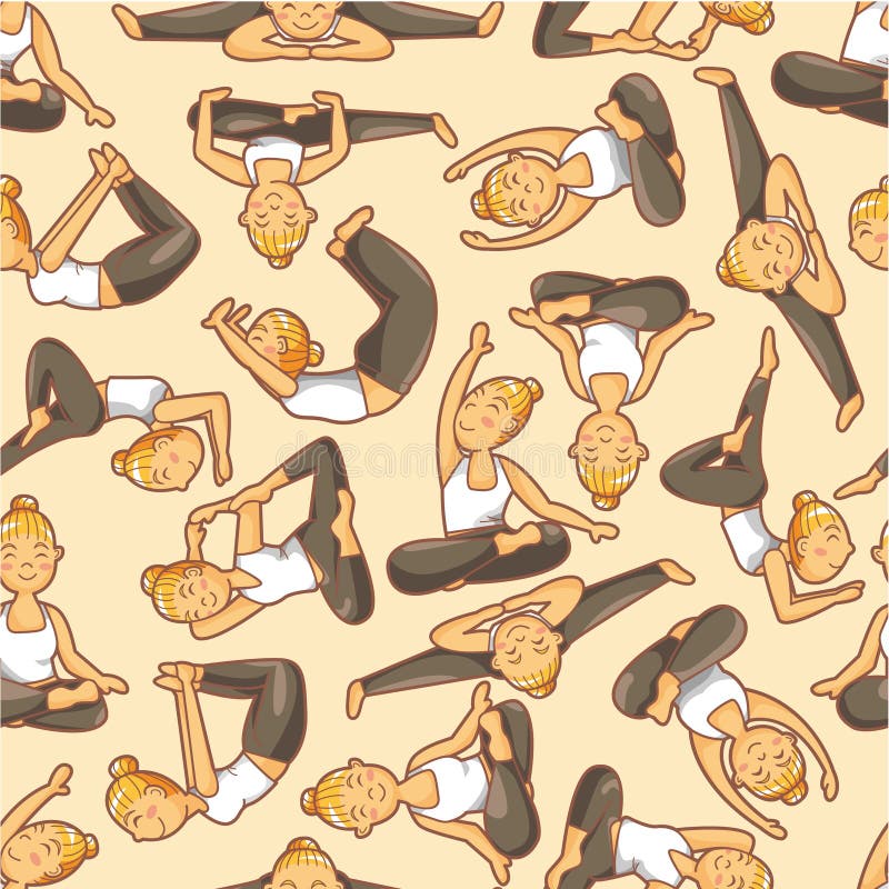 seamless yoga för flickamodell stock illustrationer seamless yoga för flickamodell stock illustrationer