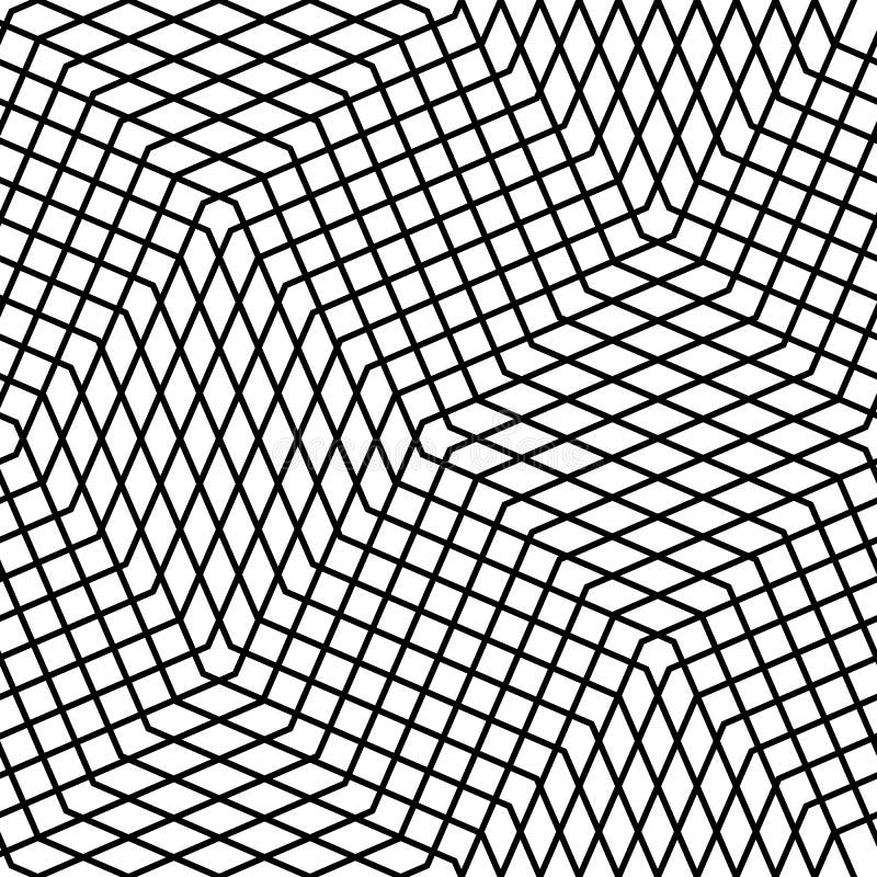 Seamlessly repeatable geometric monochrome pattern with distorted lines royalty free illustration