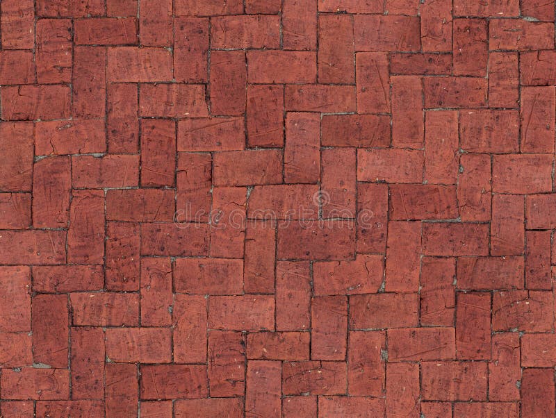 Seamlessly tiling red brick floor texture.