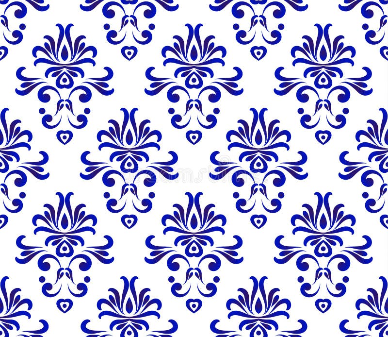 Seamlesss do teste padrão do damasco ilustração stock Seamlesss do teste padrão do damasco ilustração stock
