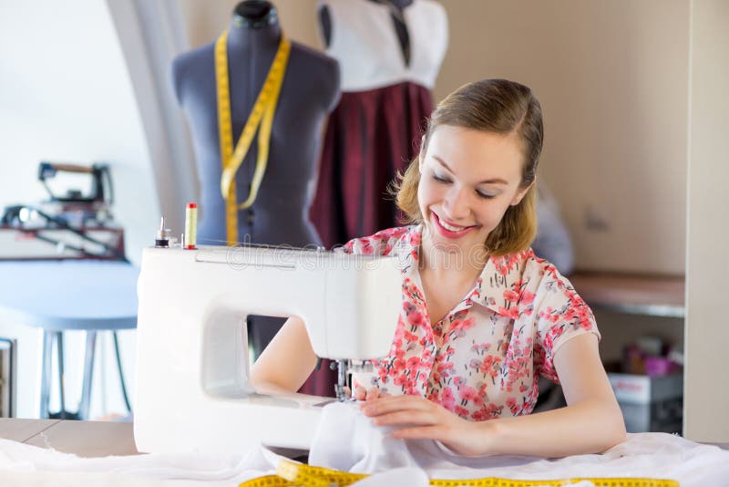 Seamstress at work stock photo. Image of material, machine - 44495516