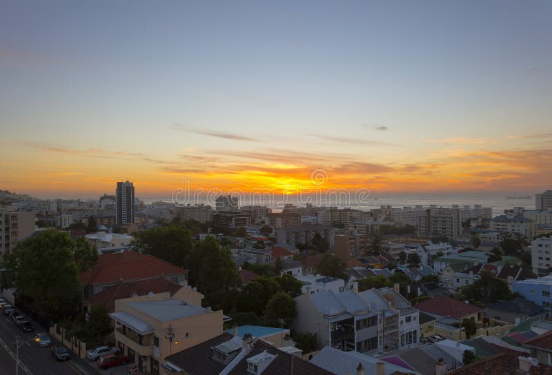 Sunset on Seapoint Beach in Cape Town Stock Photo Image of dawn