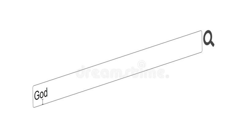 Search bar on a computer monitor with the existential question for divine presence. stock illustration