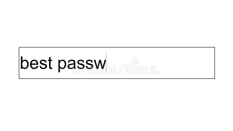 Search bar on a computer monitor with the question Best password. stock illustration