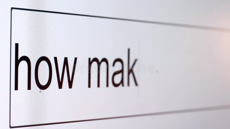 Search bar on a computer monitor with the question How make money. stock illustration