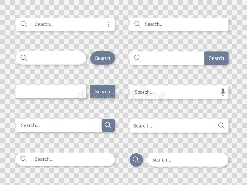 Search bar. Find of communication access on internet site with searching text fields vector template set stock illustration
