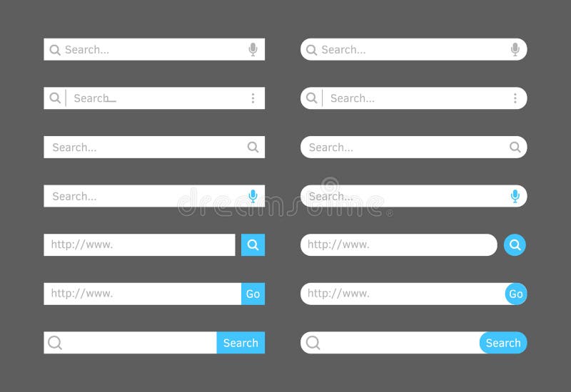 Search Bar. site Ui Bar Set. Searching Element for  Site, App, Ui