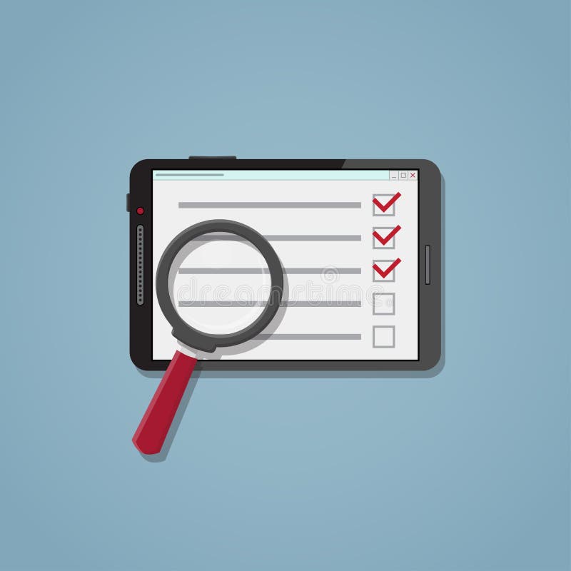 Search checklist on the tablet vector illustration