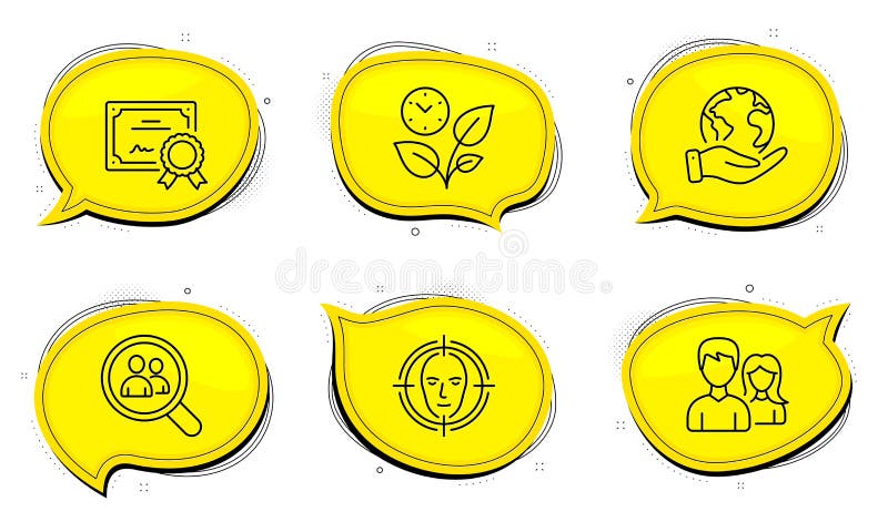 Search employees, Teamwork and Face detect icons set. Leaves sign. Vector vector illustration