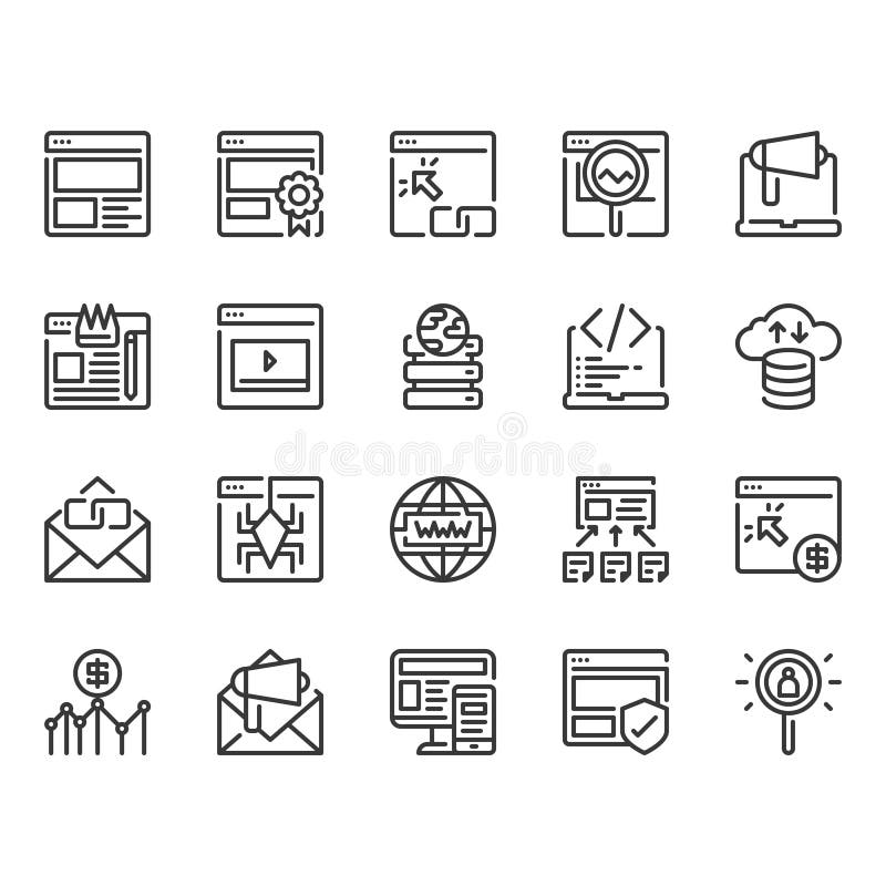 Search engine optimization and web icon set.Vector illustration royalty free illustration Search engine optimization and web icon set.Vector illustration royalty free illustration