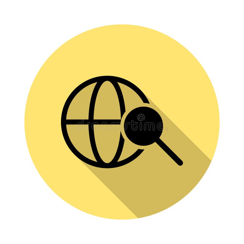 Search, global simple vector icon in long shadow style royalty free illustration