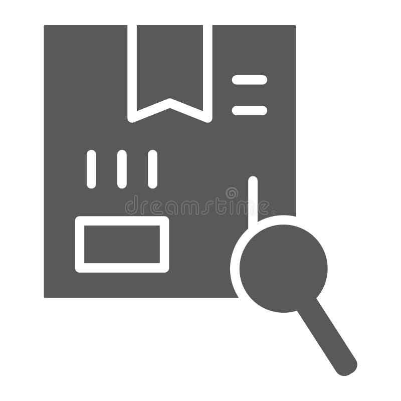 Search glyph icon, cargo and service, package tracking sign, vector graphics, a solid pattern on a white background. stock illustration