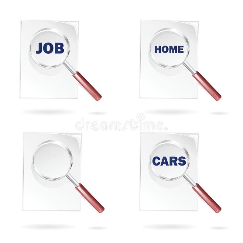 Search icons for job cars and home