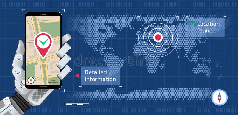 Search Location by Robot stock illustration