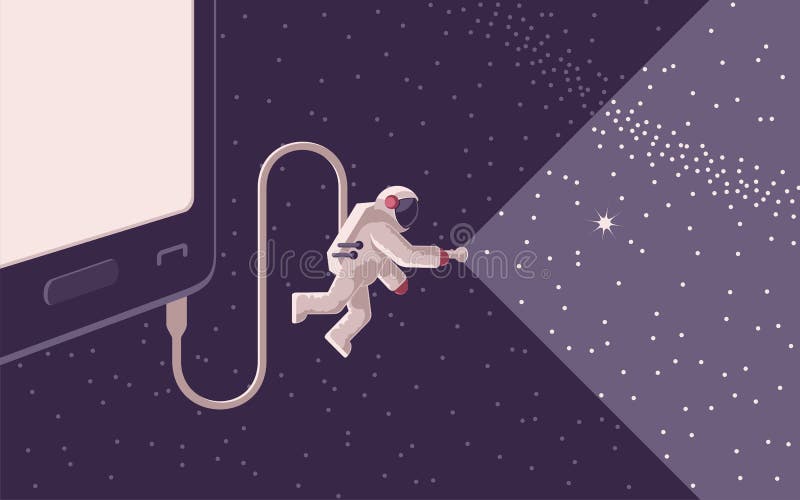 Search in Open Space Using a Mobile Device stock illustration