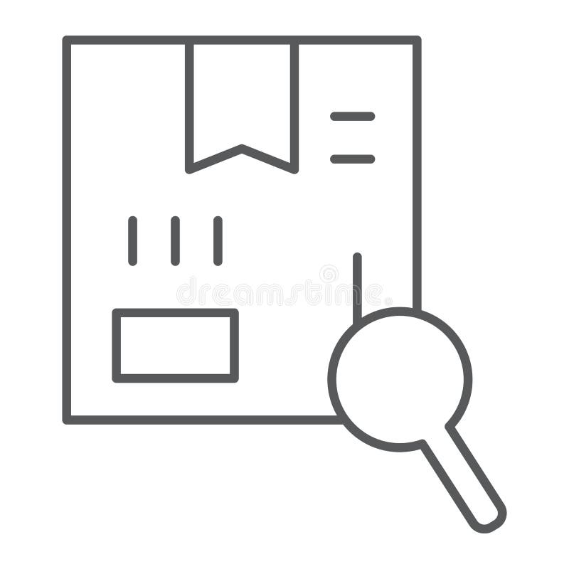 Search thin line icon, cargo and service, package tracking sign, vector graphics, a linear pattern on a white background stock illustration