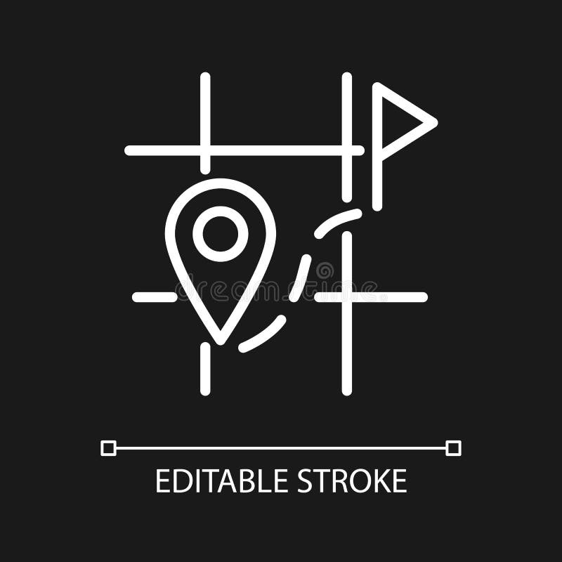 Searching for destination on map white linear icon for dark theme royalty free illustration