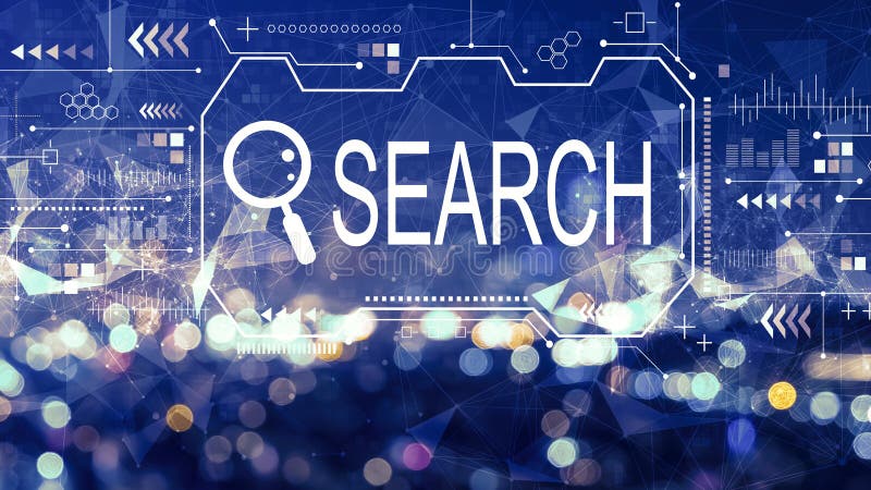 Searching theme with blurred city at night vector illustration