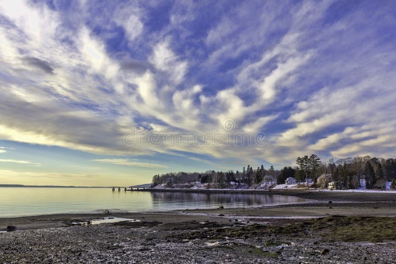 Searsport Maine Coastline Clouds Stock Image Image of mountains