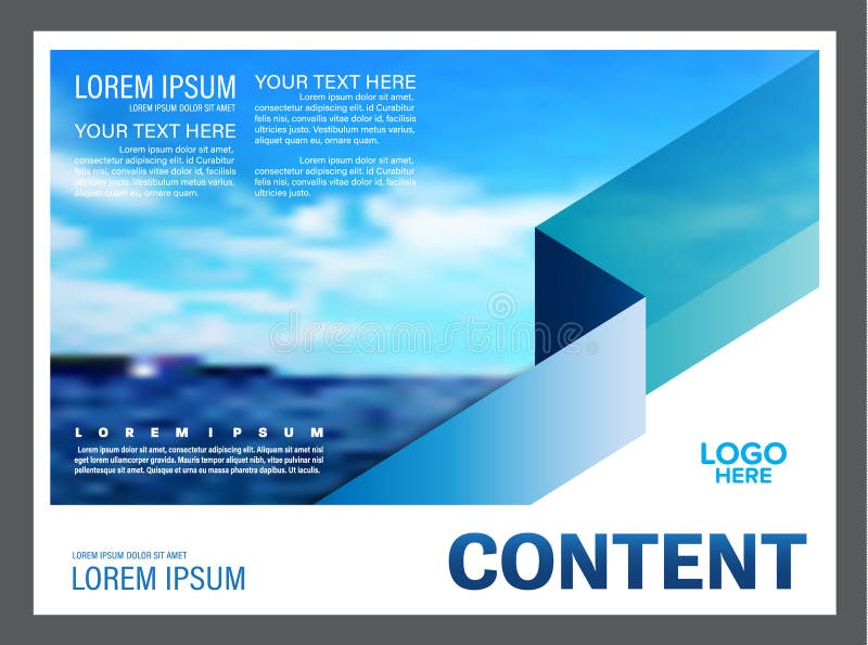 Seascape and blue sky presentation layout design template background for tourism travel business. illustration