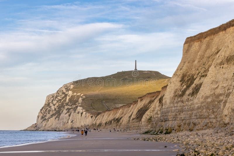 Seascape of the Opal Coast of Cap Blanc Nez, Showing the Monument at ...