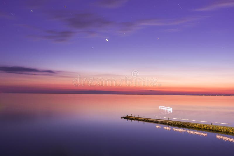 Seascape, view of breakwater, Black Sea, Small Bay, Anapa, Russia