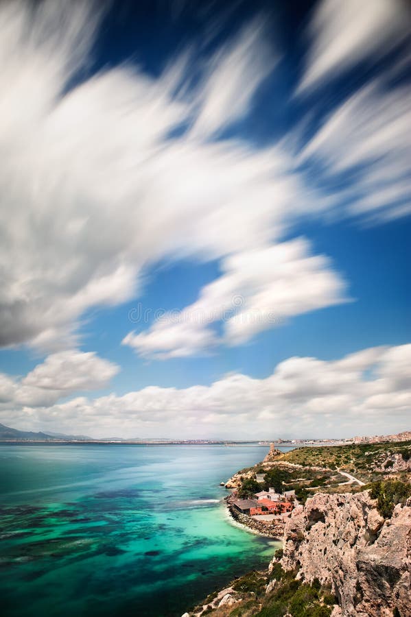 Long Exposure from Sant Elia Promontory in Cagliari, Sardinia. Seascape