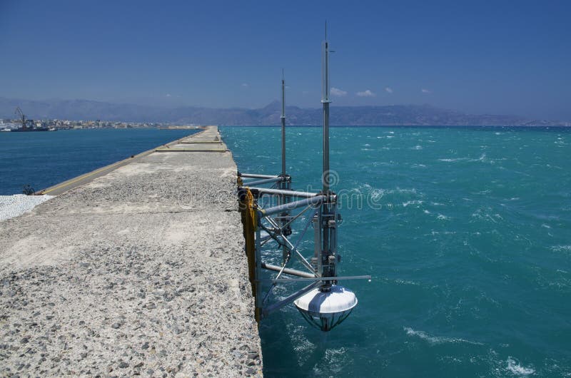 Seascape с морским оборудованием исследования в Греции стоковое фото Seascape с морским оборудованием исследования в Греции стоковое фото