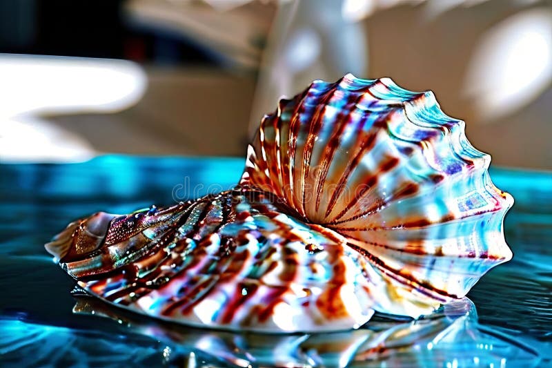 Seashell hologram a detailed model of a seashell with intricate vector illustration